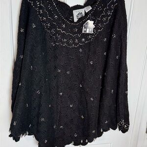 Handknits by Storybook Knits beaded crochet poncho sweater. One size.